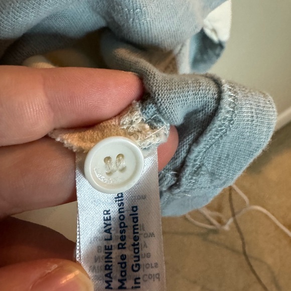 Marine Layer Blue Cream Striped Rugby Top Medium - Picture 6 of 8